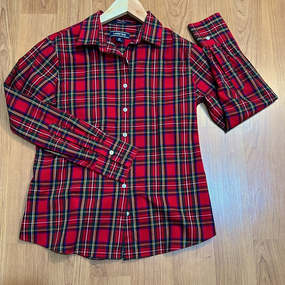 NWOT Lands’ End No Iron Supima button-front long sleeves shirt - Picture 9 of 14